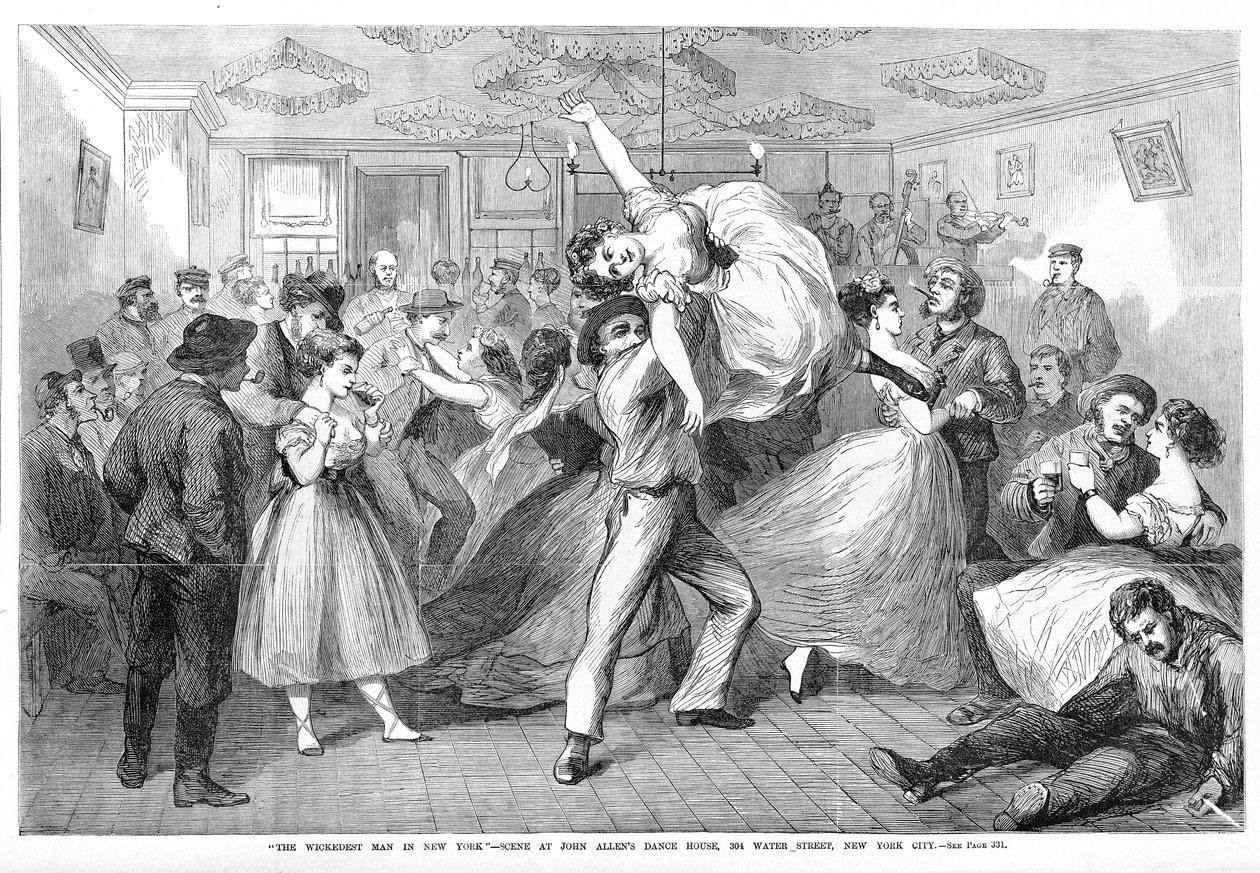 The Wickedest Man in New York, scene fra John Allans Dance House, 304 Water Street, New York City, fra Frank Leslies Illustrated Newspaper, 1868 af Frank Leslie