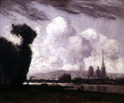 Udsigt over Rouen (olie på lærred) af Frank Myers Boggs