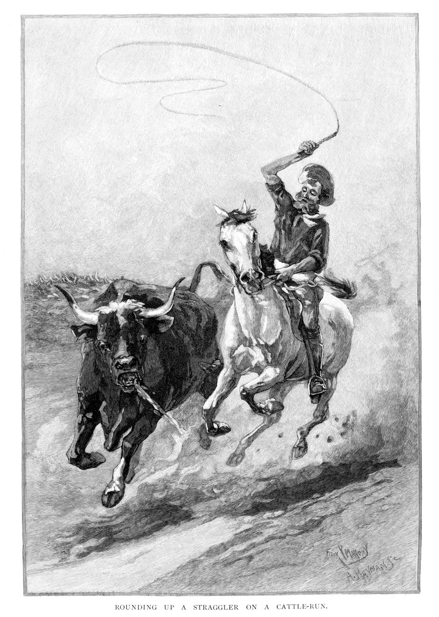 Rounding Up A Straggler On A Cattle Run, Australien, 1886 af Frank P. Mahony