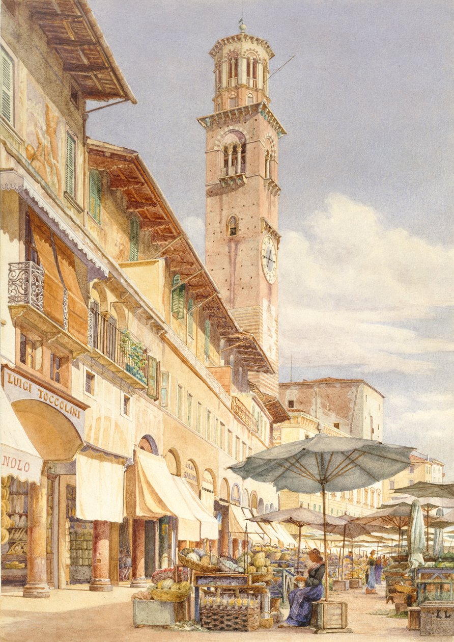 Piazza delle Erbe, Verona, juni - september 1884 af Frank Randal