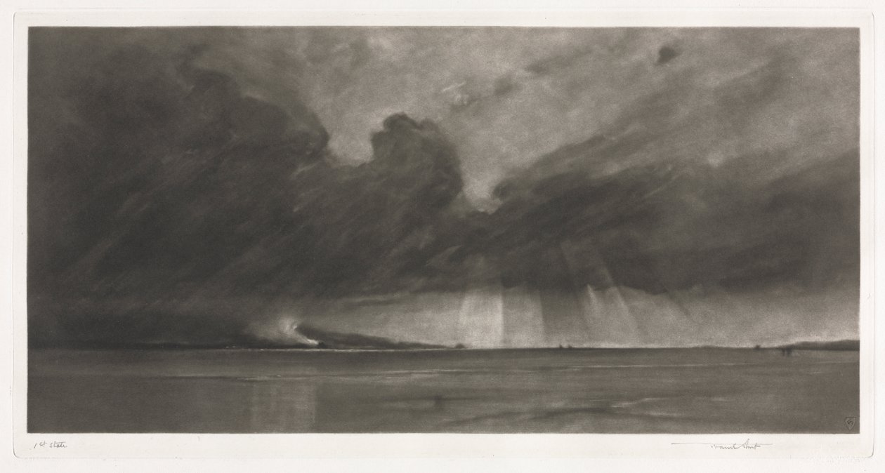 Cloud March over Sands of Dee af Frank Short