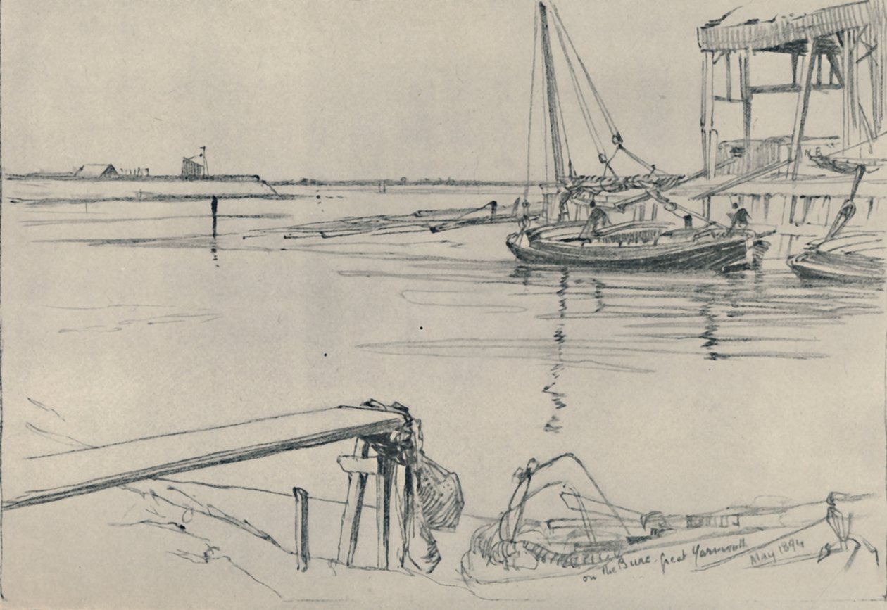 On the Bure, Great Yarmouth, 1894, 1919 af Frank Short