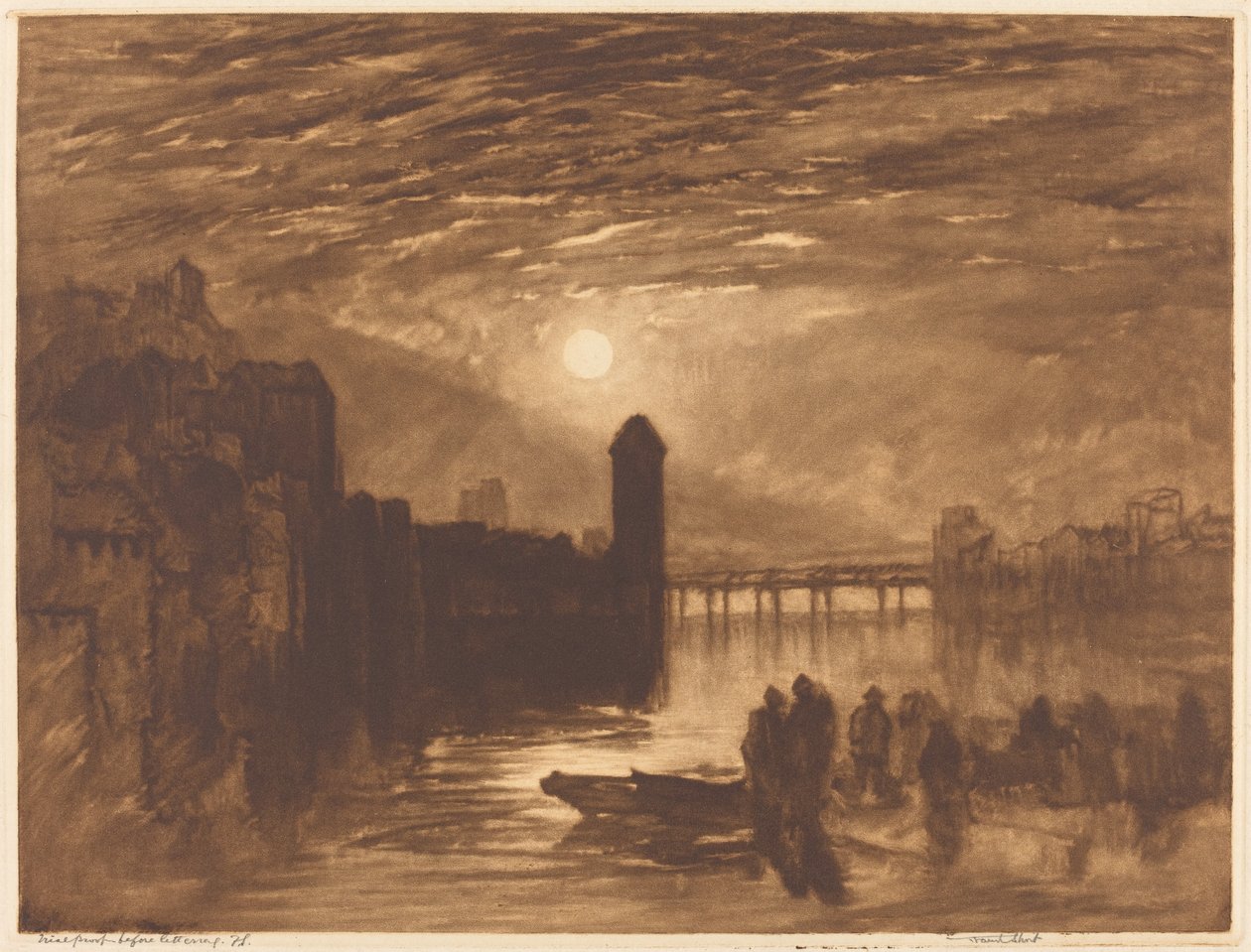 Måneskin på en flod af Frank Short, after Joseph Mallord William Turner