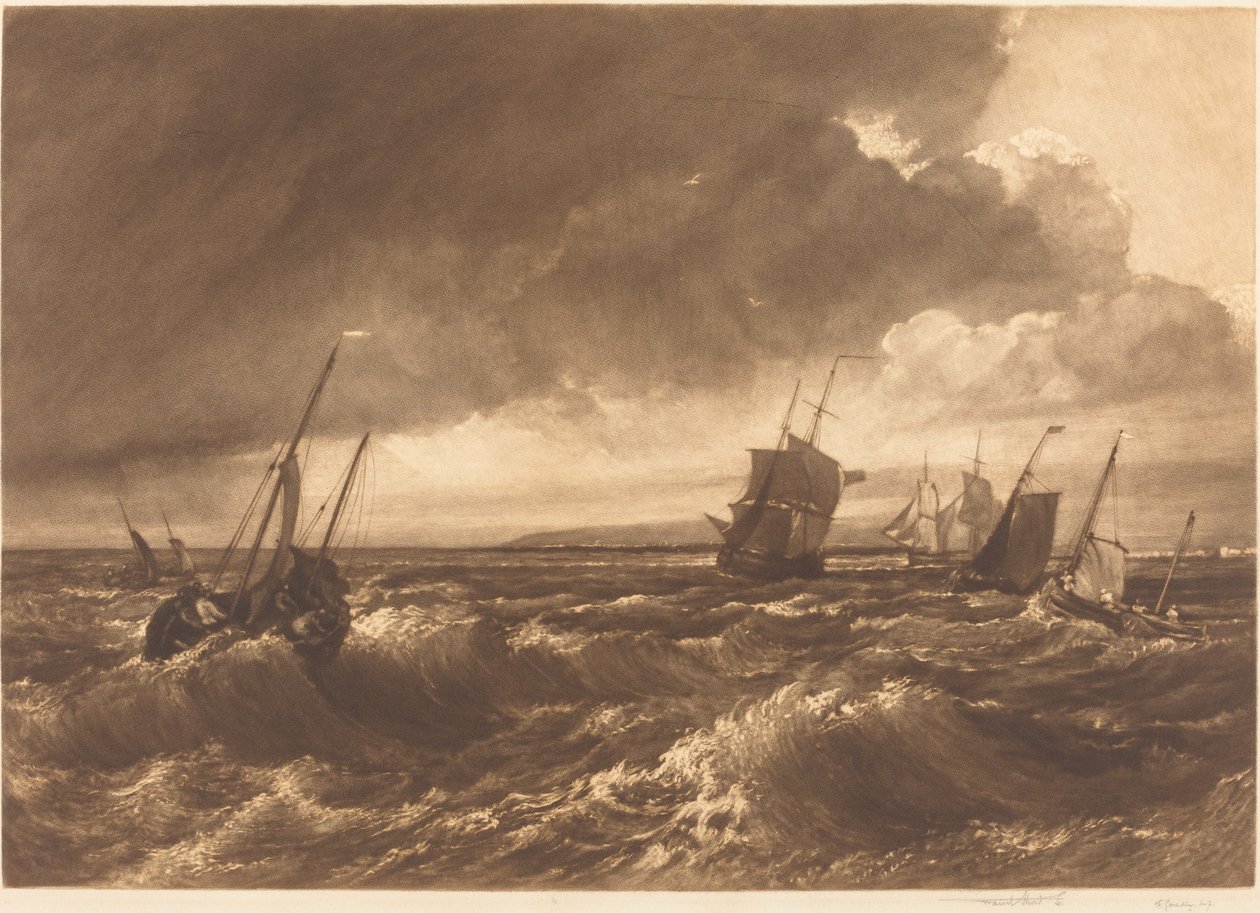 Themsens mund - Isle of Sheppey i afstand af Frank Short, after Joseph Mallord William Turner