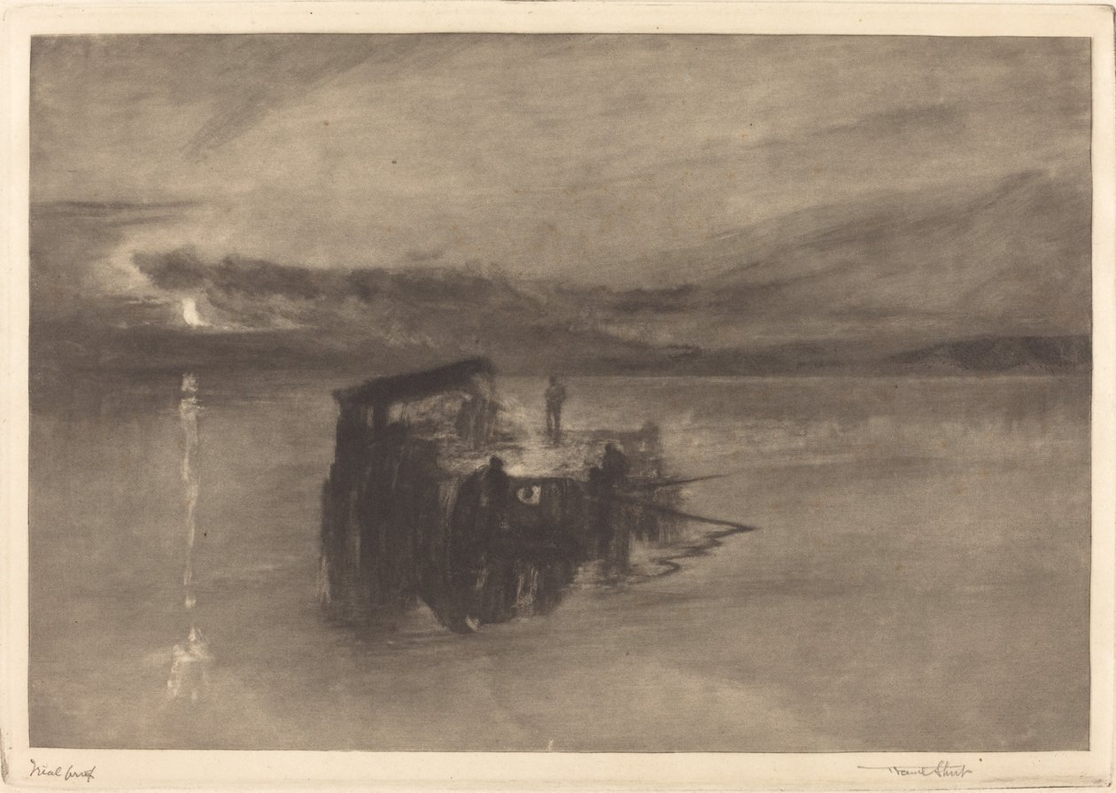 Tømmerflåden ved Rhinen af Frank Short, after Joseph Mallord William Turner