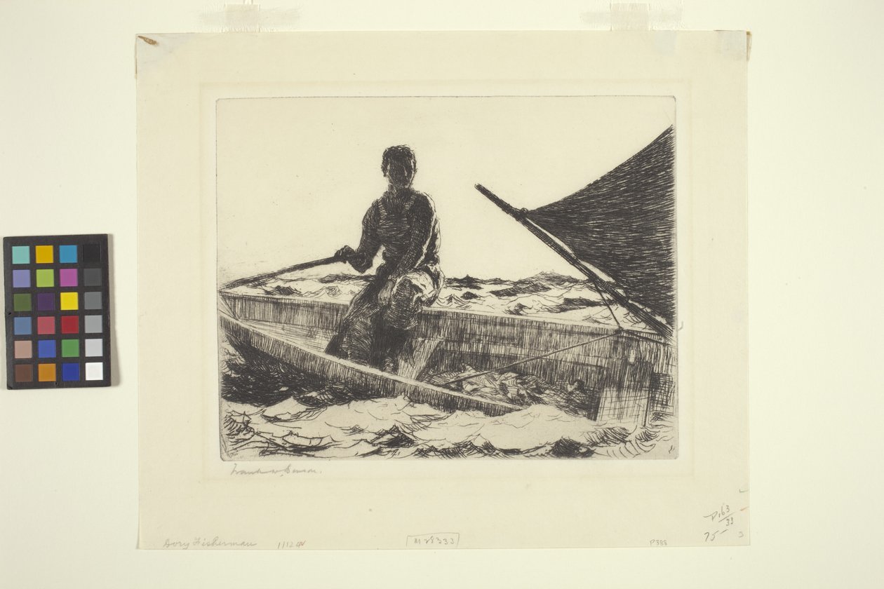 Dory Fisherman (blæk på papir) af Frank Weston Benson