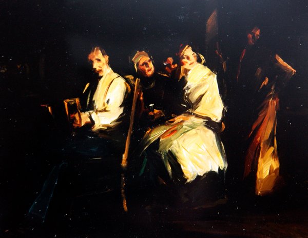 Latinerkvarteret, ca. 1920 (olie på lærred) af Frank van Sloun