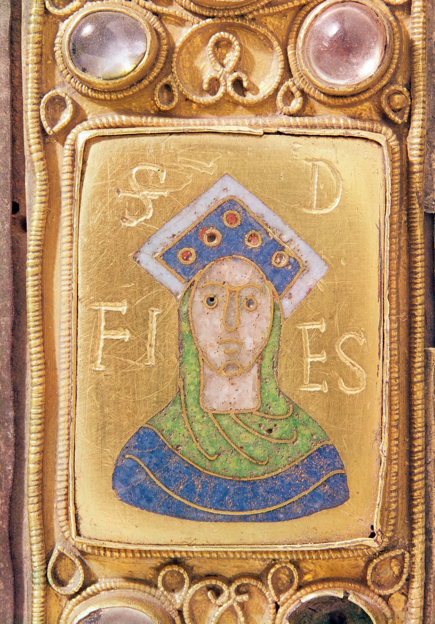 St. Foy, detalje fra et bærbart alter, ca. 1100 (guld og emalje) af Frankish School