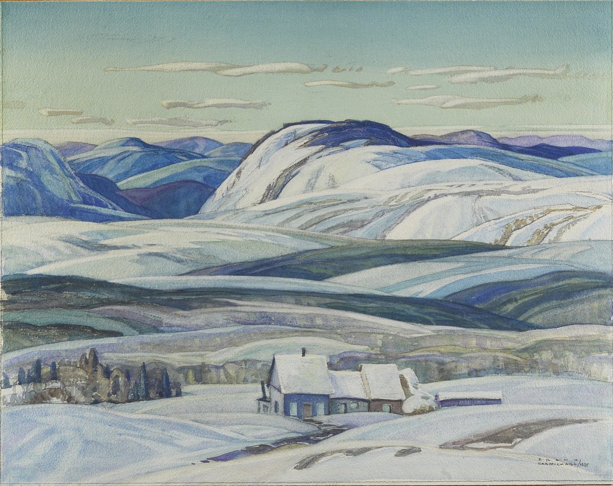 Mattawa, 1935 (grafit, wc og gouache på papir) af Franklin Carmichael