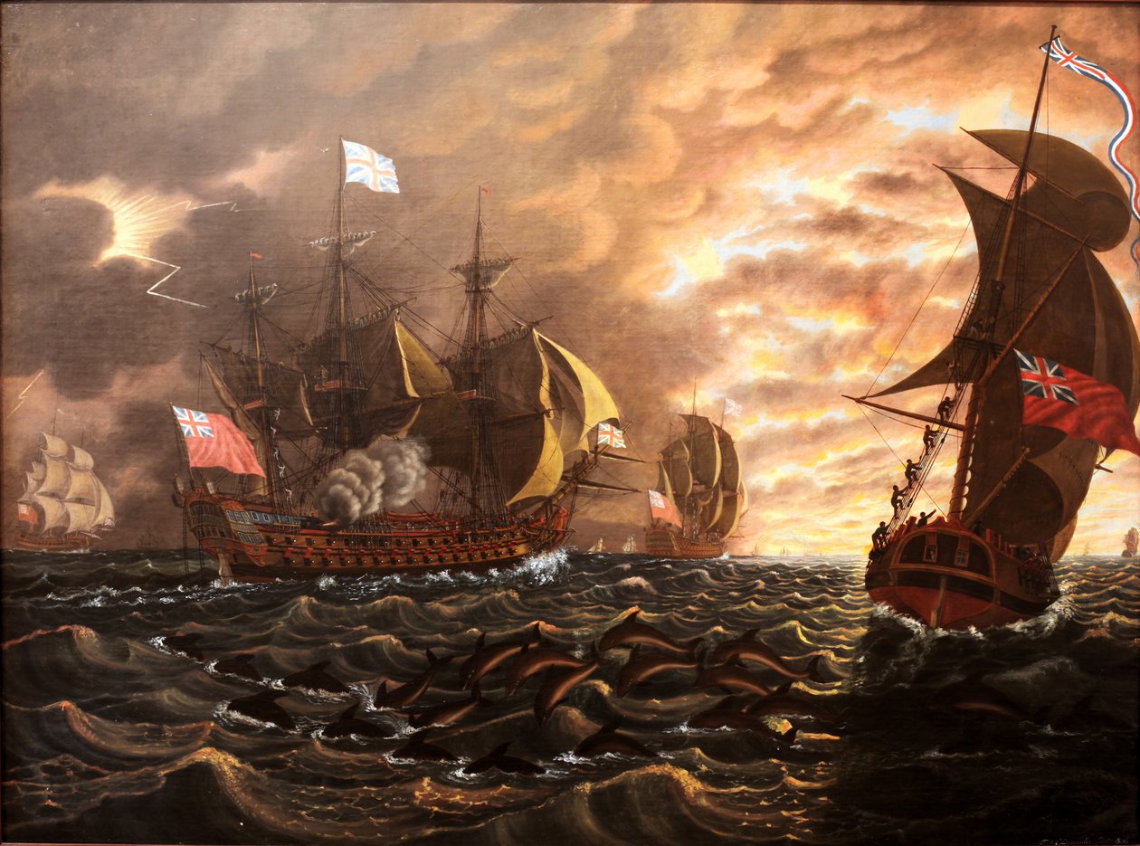Flotilla af skibe, der flyver britiske farver af François Aimé Louis Dumoulin