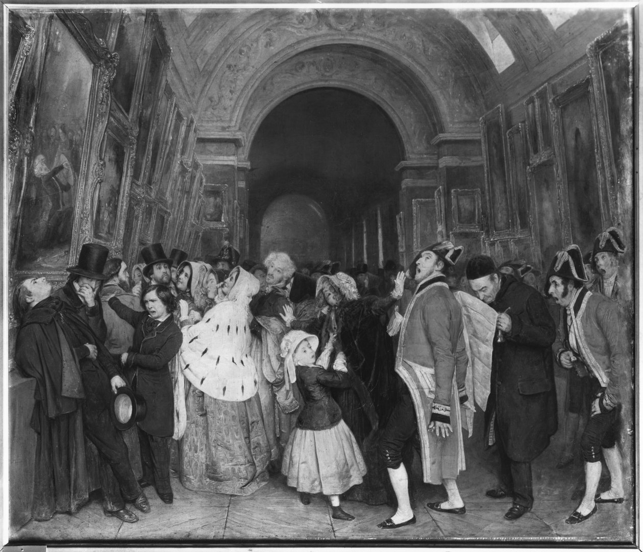 Klokken fire, også kendt som afslutningen af den årlige Malersalon, delvist installeret dengang i Det Store Galleri ved Louvre, ca. 1847 af François Auguste Biard