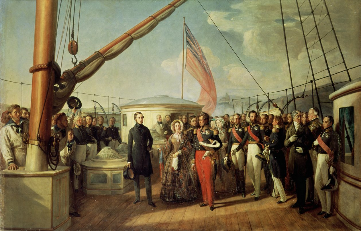 Møde mellem Louis-Philippe I (1773-1850) og dronning Victoria (1819-1901) i Le Treport, 2. september 1843, 1844 af François Auguste Biard