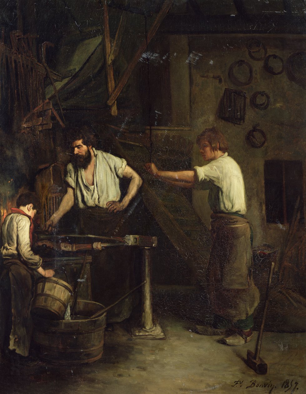 Smedene, Minde om Treport, 1857 af François Bonvin