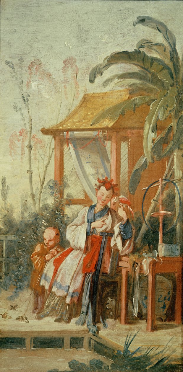 En kinesisk have, studie til en tapettegning, ca.1742 af François Boucher
