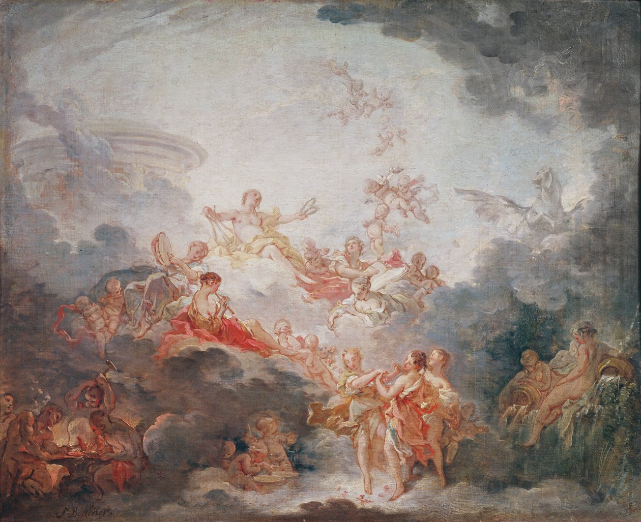 Apollo Crowning the Arts, c.1763-70 af François Boucher
