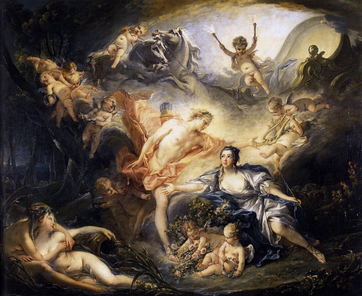 Apollo afslører sin guddommelighed for hyrden Isse af François Boucher