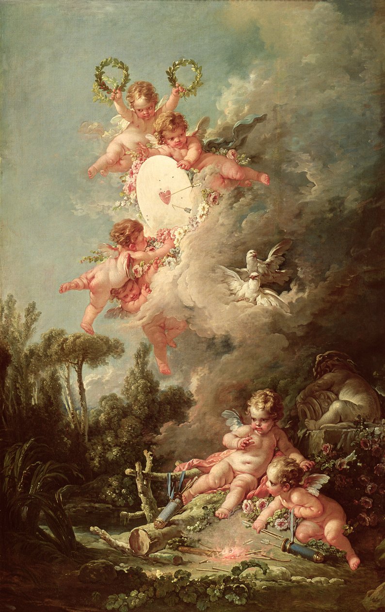 Amors mål, fra "Les Amours des Dieux", 1758 af François Boucher