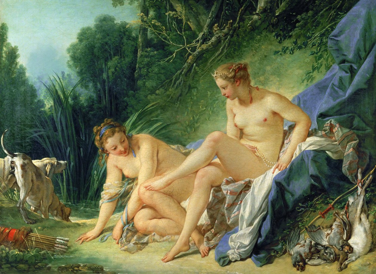 Diane kommer ud af badet af François Boucher