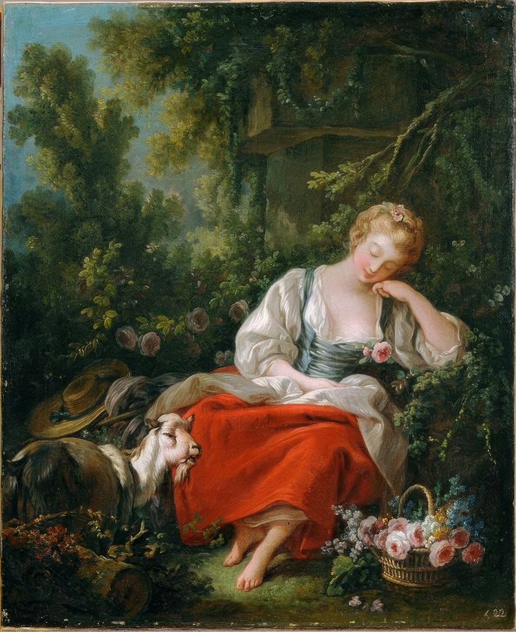 Den drømmende hyrdinde af François Boucher