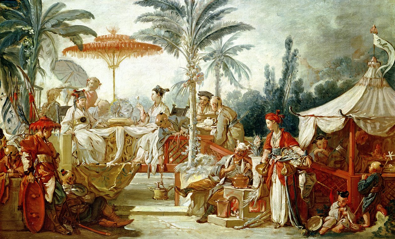 Den kinesiske kejsers fest, studie til en billedtæppetegneserie, ca. 1742 af François Boucher
