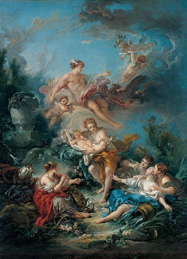 Kimbell Mercury betroet spædbarnet Bacchus til Nymas Nysa af François Boucher