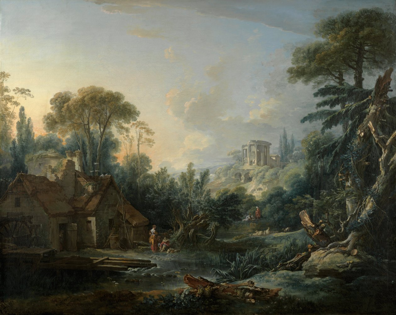 Landskab med en vandmølle af François Boucher