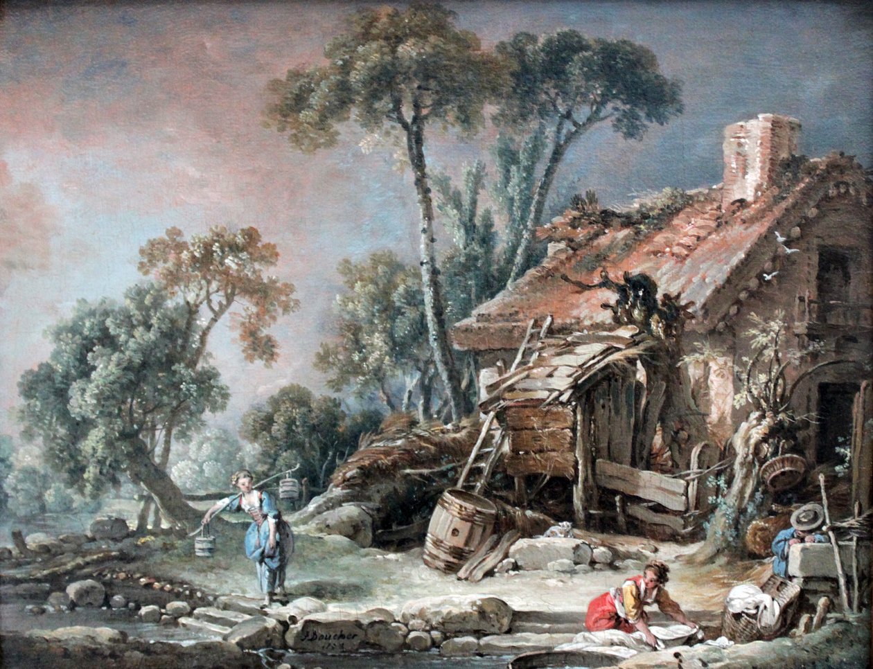 Landskab med et stuehus af François Boucher