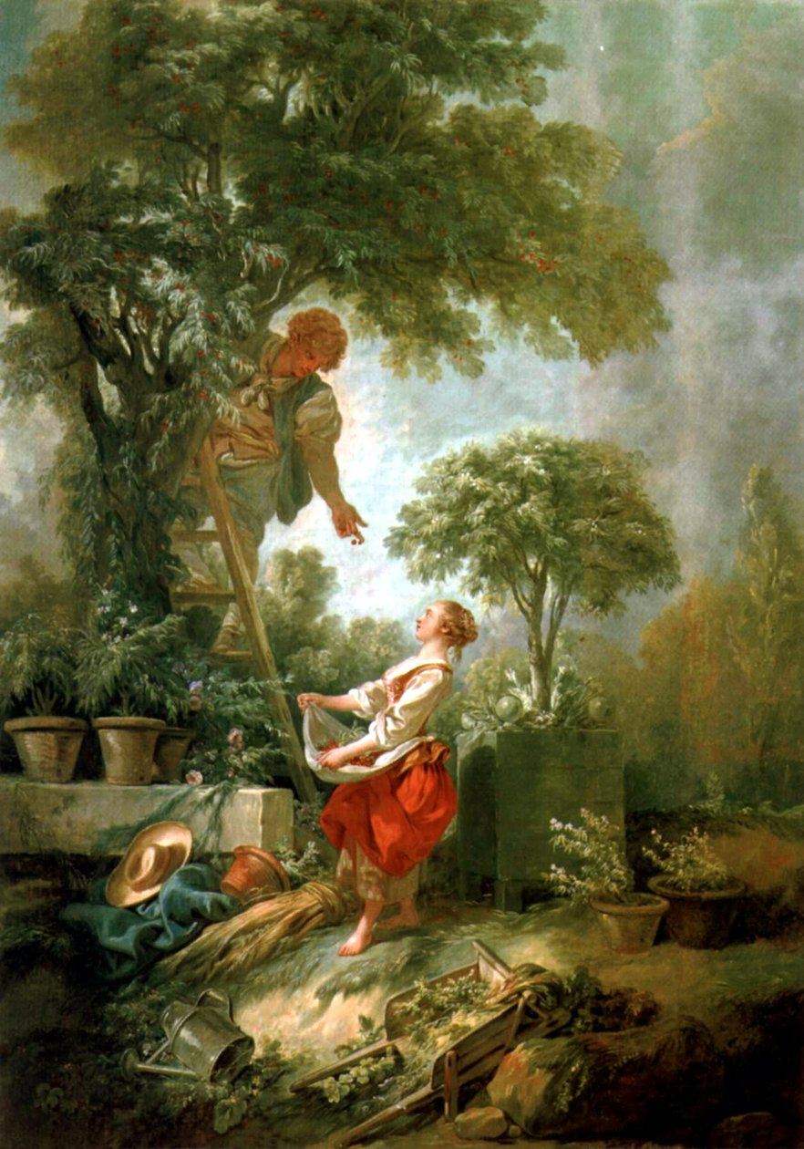 Landskab med en kirsebærplukker af François Boucher