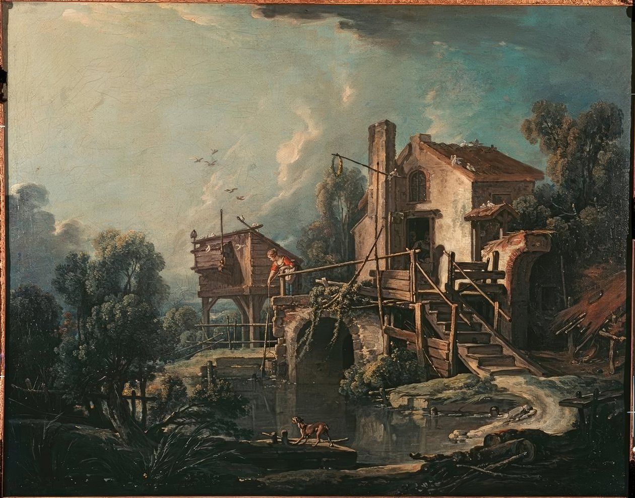Landskab med en Mølle af François Boucher