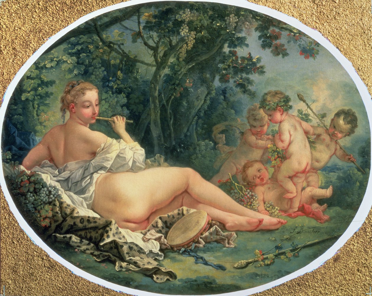 Maenad spiller Piben, 1735-38 af François Boucher