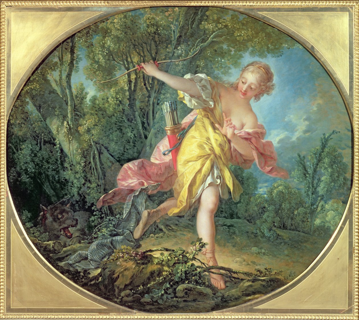 Rhea Sylvia flygter fra ulven, 1756 af François Boucher