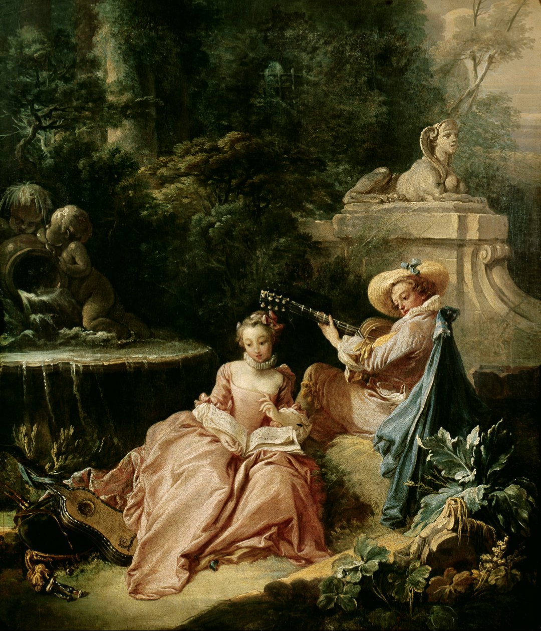 Musikundervisningen, 1749 af François Boucher
