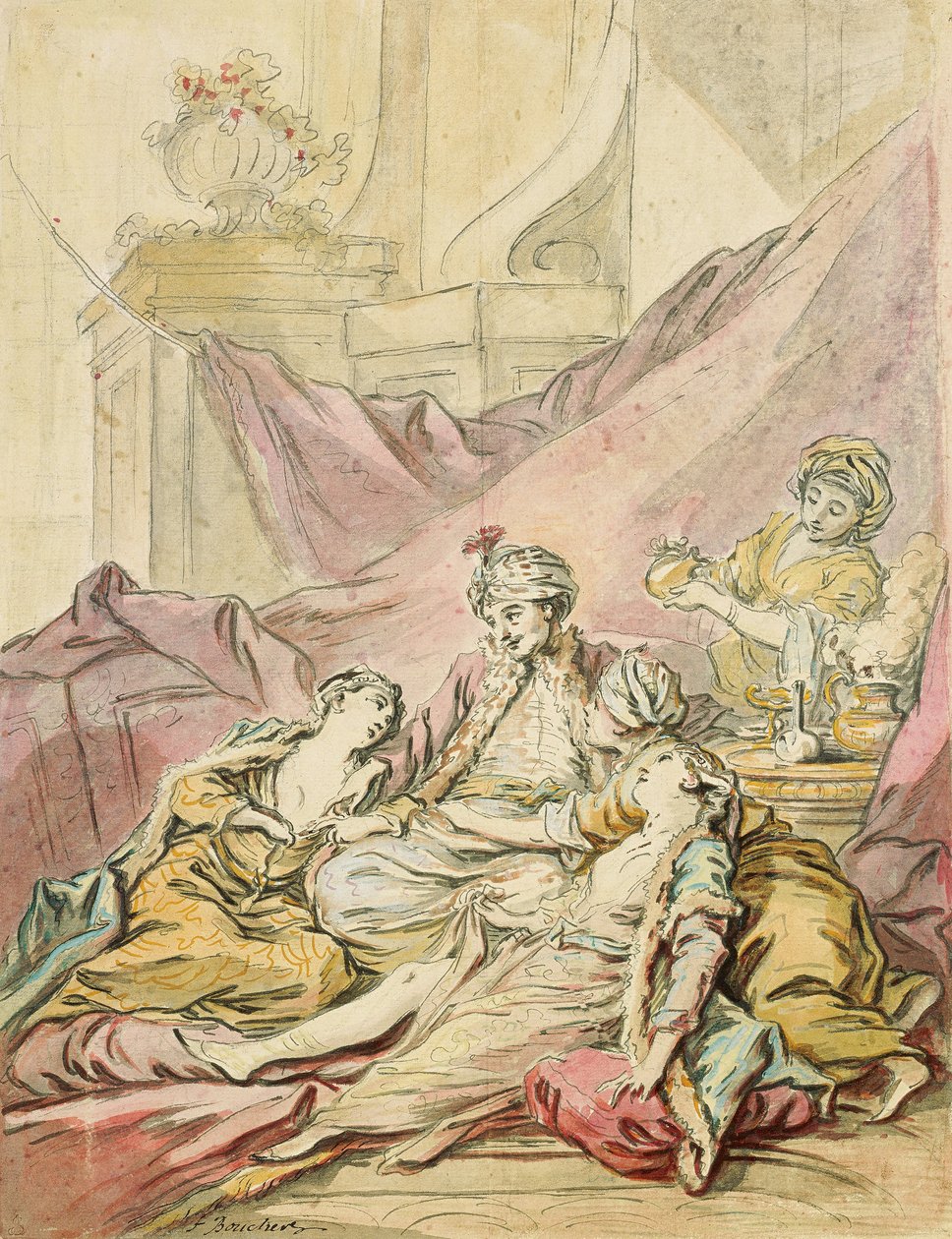 Pashaen i hans harem, ca. 1735-1739 af François Boucher