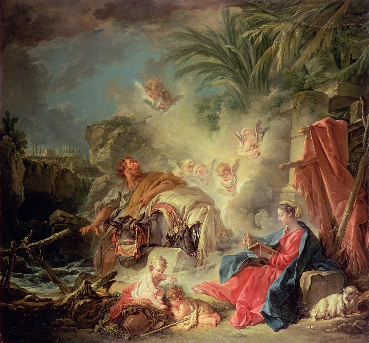 Resten på flugten til Egypten af François Boucher