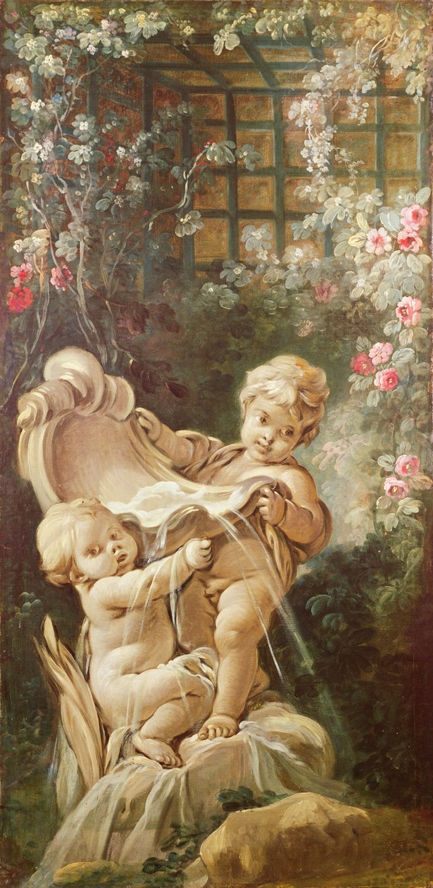To elskende nær en fontæne, ca. 1750-65 af François Boucher