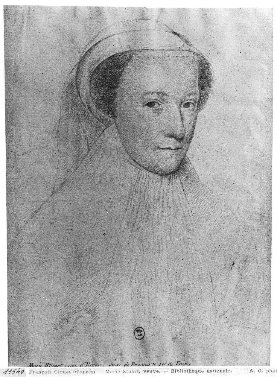 Mary, Queen of Scots (1542-87) i hvid sorg, 1560 af François Clouet