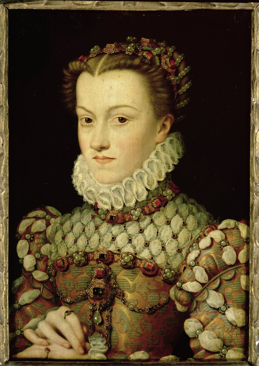 Portræt af Elizabeth af Østrig (1554-92) Dronning af Frankrig, ca. 1570 af François Clouet