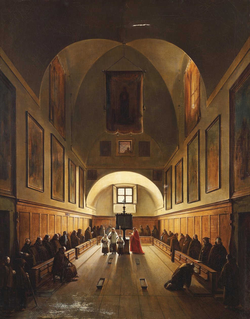 Koret i Capuchin -kirken Santa Maria Immacolata a via Veneto i Rom, underskrevet på portalen af Francois Marius Granet
