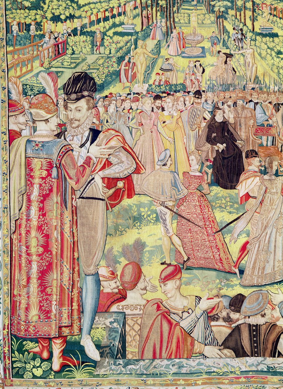 Court Fête i Paris i 1573 for at ære de polske ambassadører i nærværelse af Catherine de Medici og Henri III (tæppe) af François Quesnel