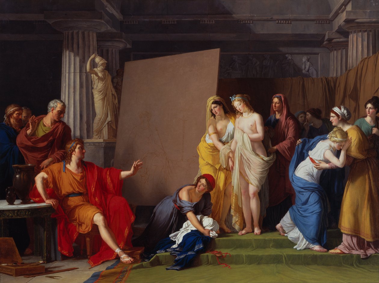 Zeuxis Vælger sine modeller til billedet af Helen blandt pigerne i Croton af François André Vincent