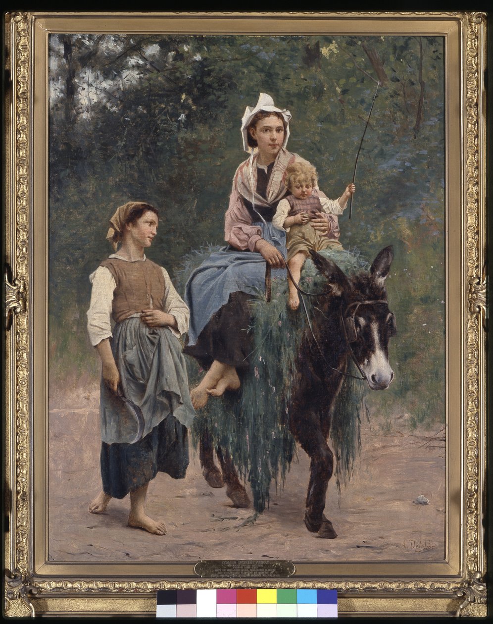 Italiensk bondefamilie, ukendt dato (olie på lærred) af François Alfred Delobbe