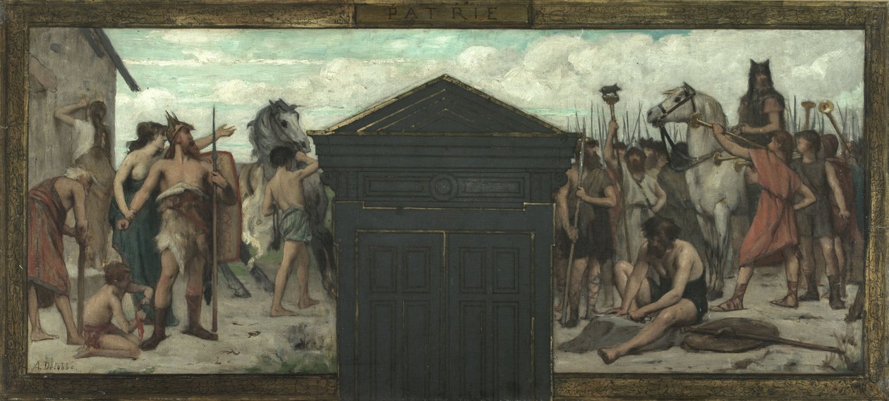 Skitse til rådhuset i det 15. arrondissement: La Patrie, mellem 1883 og 1884 (olie på lærred) af François Alfred Delobbe