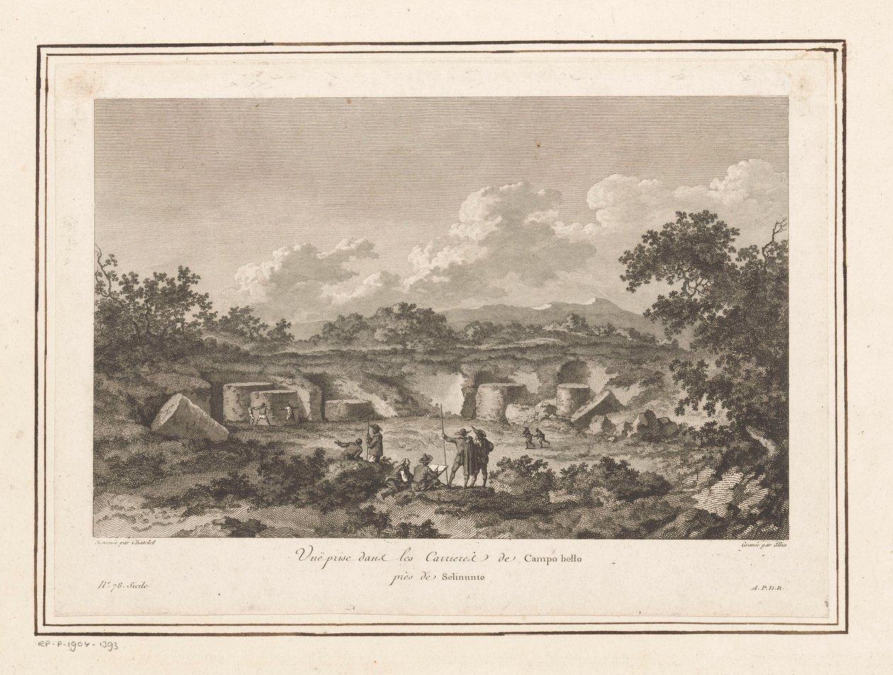 Udsigt over stenbruddet ved Campo Bello, Selinunte Vuë-pris i les Carrieres de Campo bello près de Selinunte (titel på objektet) af François Allix