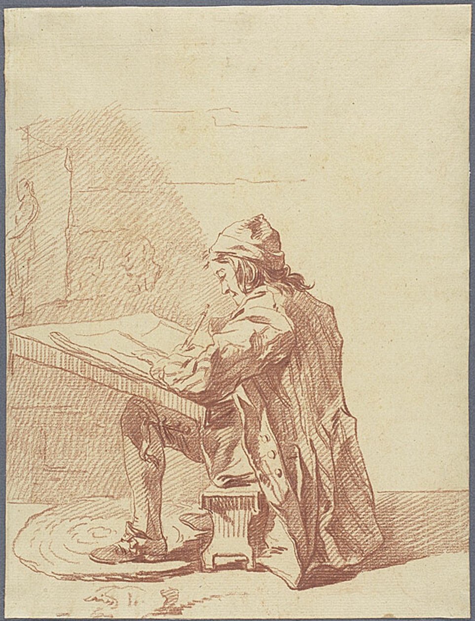 En kunstner skitserer i sit atelier af François André Vincent