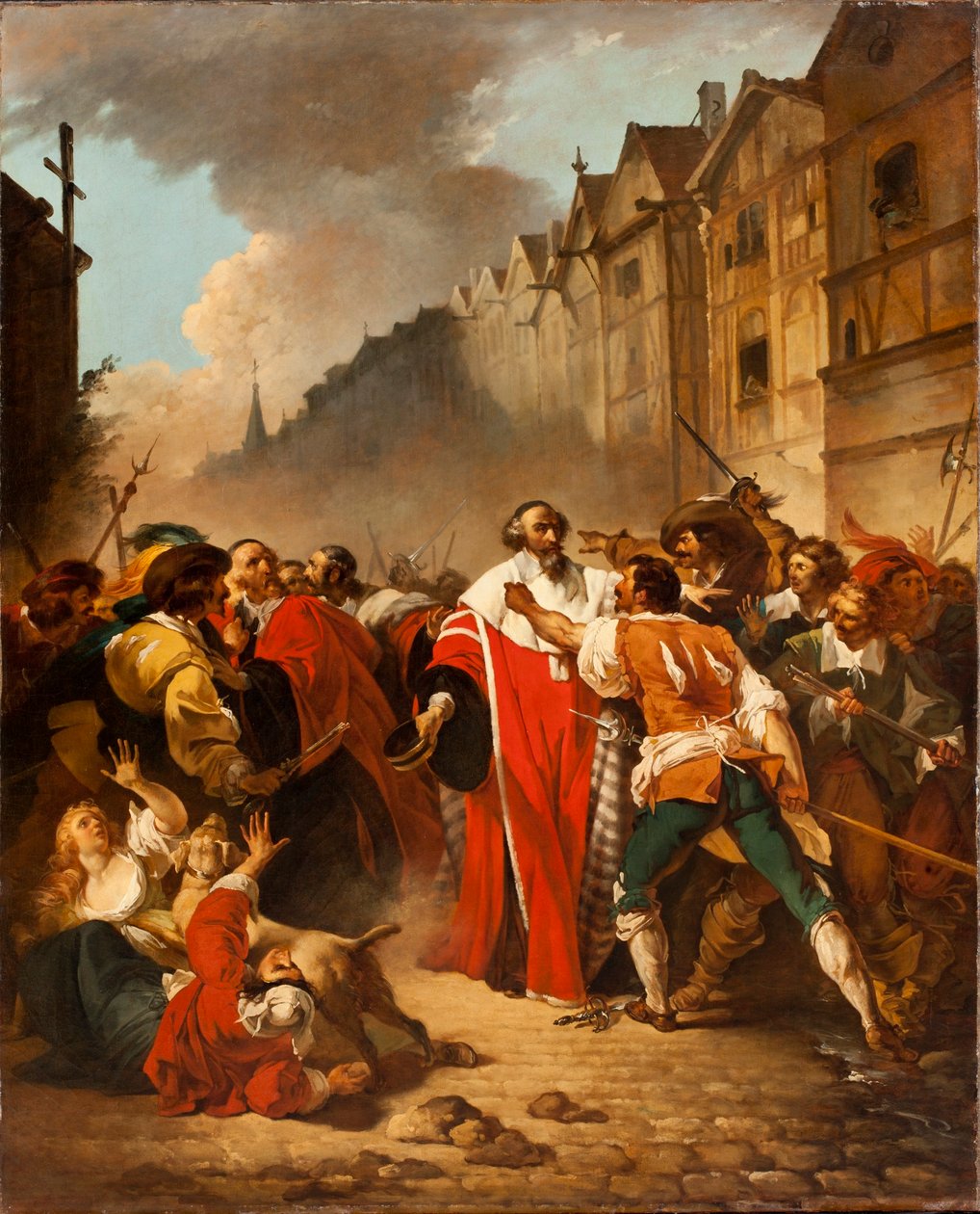Fransk: Le Président Molé, saisi par les factieux, au temps des guerres de la Fronde President Mole Manhandled by Insurgents af François André Vincent