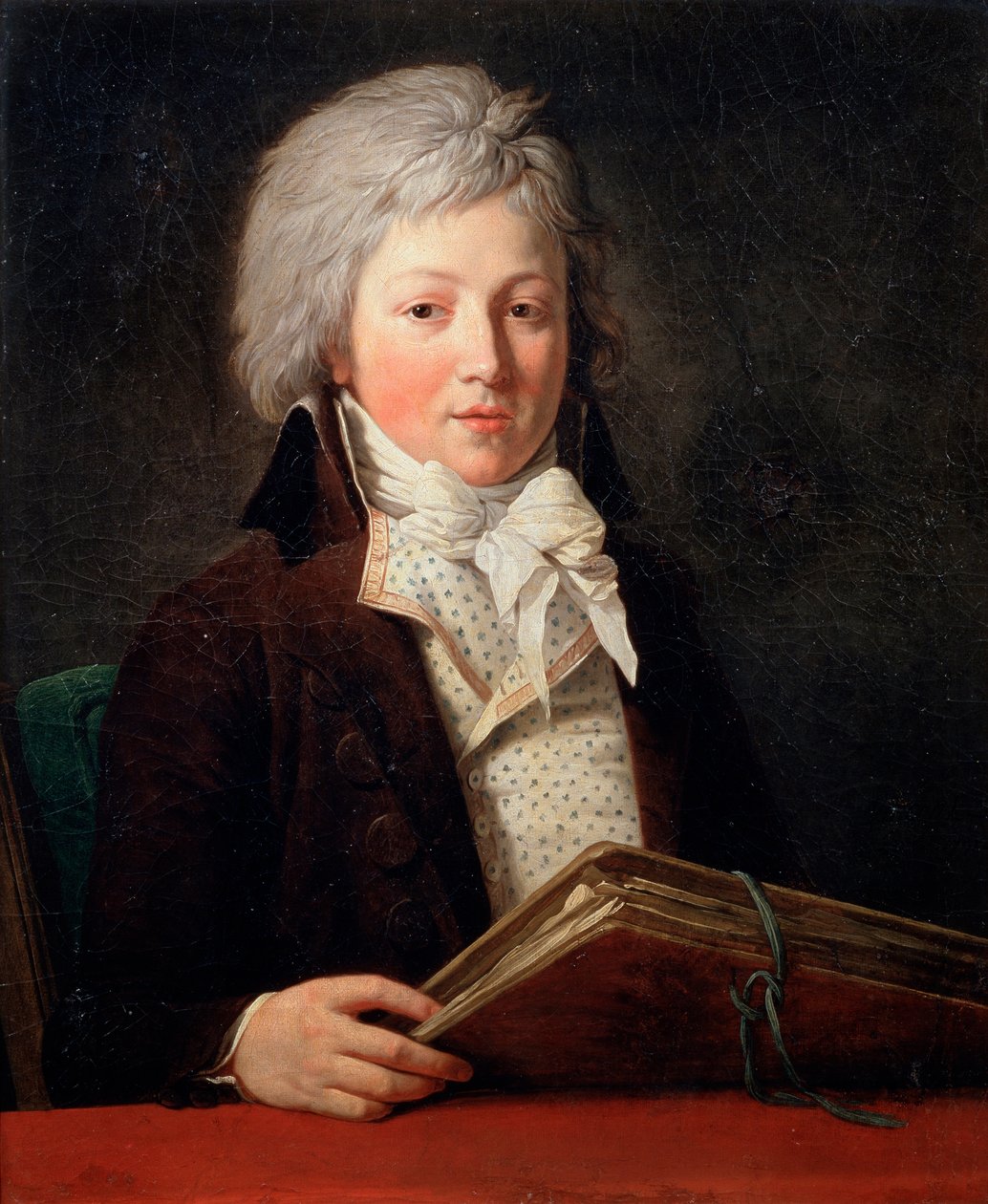 Portræt af en ung mand, der holder en mappe med tegninger, 1791. af François André Vincent