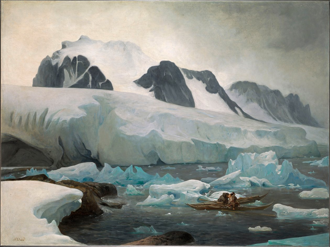 Eskimo-kajakker, kysset, 1842. af François August Biard
