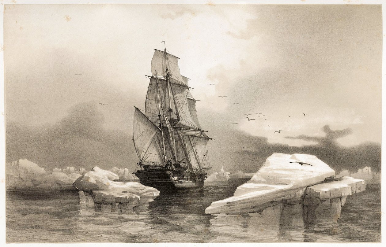 Corvette "La Recherche" nær Bear Island den 7. august af François Auguste Biard