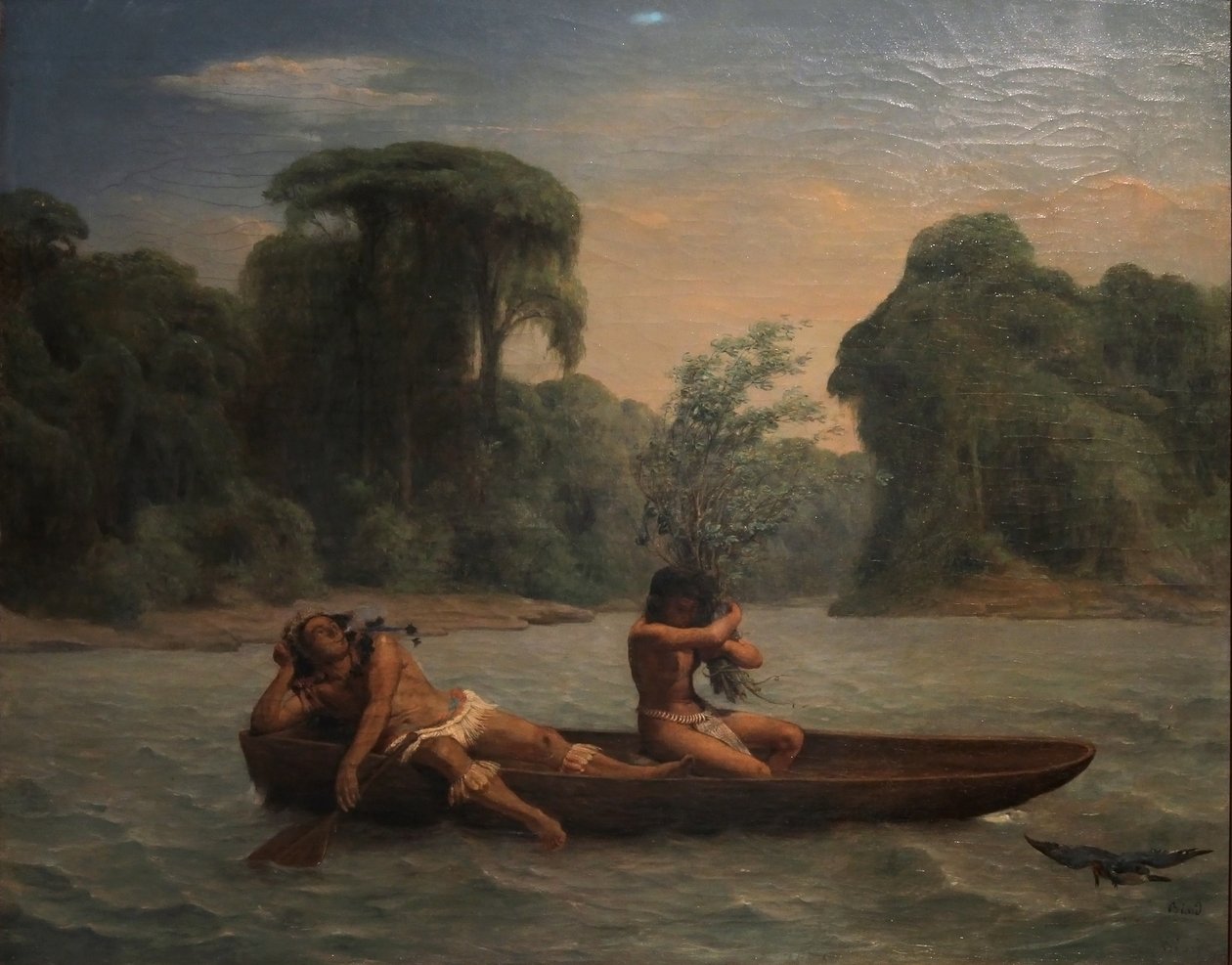 Fransk: Deux indiens dans un canoë / To indianere i en kano af François Auguste Biard