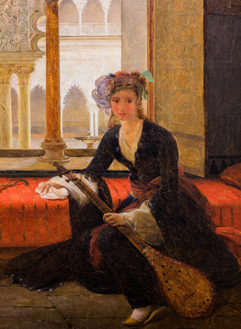 Sultana i et interiør (olie på lærred) af François Auguste Biard
